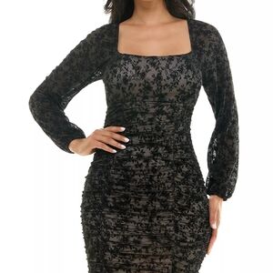 BCX Flocked Velvet Bodycon Mini Dress